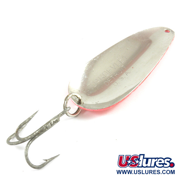 Vintage  Eppinger Dardevle Dardevlet , 3/4oz Fluorescent Pink / Nickel fishing spoon #3130