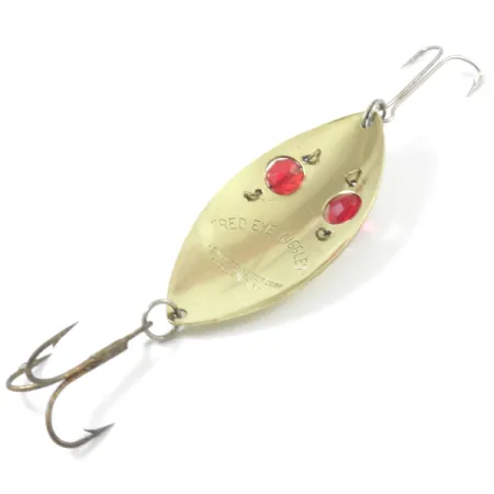 Vintage Hofschneider Red Eye Wiggler, 1oz Brass / Red Eyes fishing spoon #3158