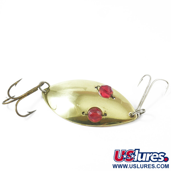 Vintage Hofschneider Red Eye Wiggler, 1oz Brass / Red Eyes fishing spoon  #3158