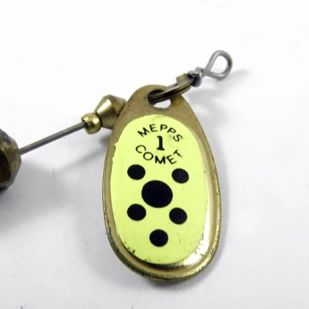 Vintage Mepps Comet 1, 1/8oz Brass / Yellow spinning lure #3169