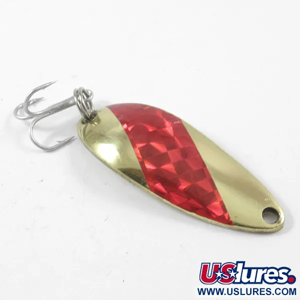 Vintage Luhr Jensen Little Jewel, 1/3oz Gold / Red fishing spoon #3174