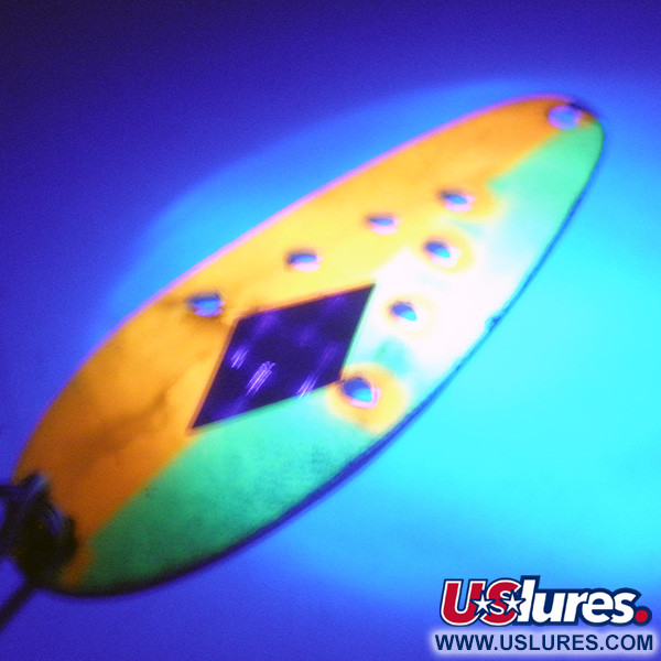 Vintage   Heddon Sculpin UV, 1/4oz  UV Glow in UV light, Fluorescent fishing spoon #3195