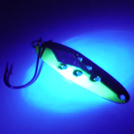 Vintage Heddon Sculpin UV, 3/16oz UV Glow in UV light, Fluorescent fishing spoon #3196
