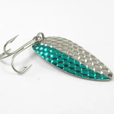 Vintage Acme Little Cleo, 3/4oz Nickel / Green fishing spoon #3203