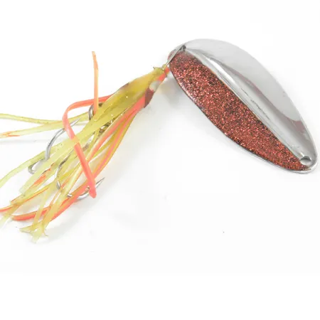 Vintage TODDCO Main liner Squid , 1/2oz Red Glitter / Nickel fishing spoon #3221
