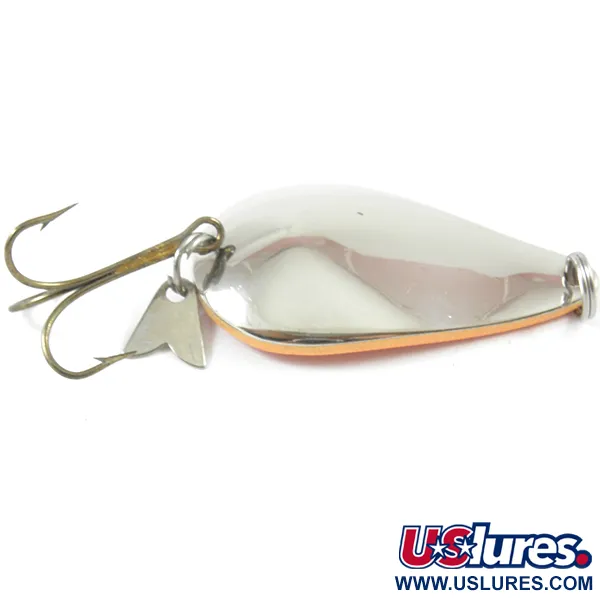 Vintage Acme K.O. Wobbler, 3/4oz Nickel / Orange fishing spoon #3226