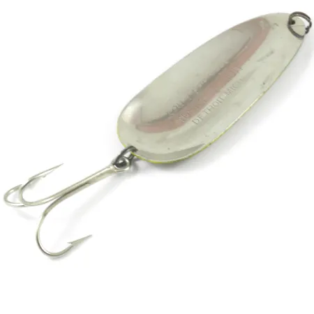 Vintage Eppinger Dardevle Huskie Junior, 2oz Green / Yellow / Nickel fishing spoon #3233