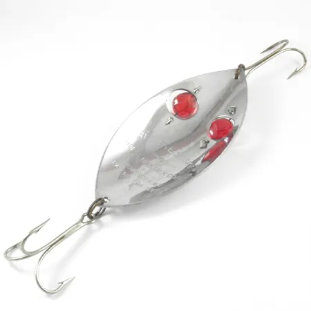 Vintage Hofschneider Red Eye Muskie, 2 1/2oz Nickel / Red Eyes fishing spoon #3234