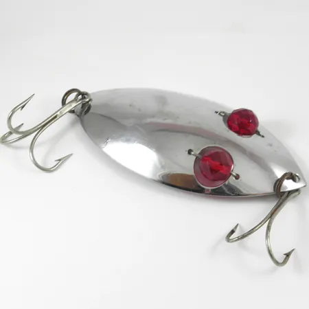 Vintage Hofschneider Red Eye Muskie, 2 1/2oz Nickel / Red Eyes fishing spoon #3234