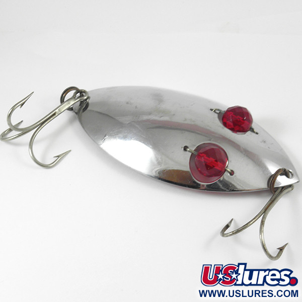 Vintage Hofschneider Red Eye Muskie, 2 1/2oz Nickel / Red Eyes fishing  spoon #3234