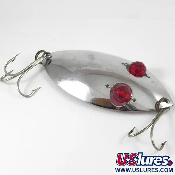 Vintage Hofschneider Red Eye Muskie, 2 1/2oz Nickel / Red Eyes fishing spoon #3234
