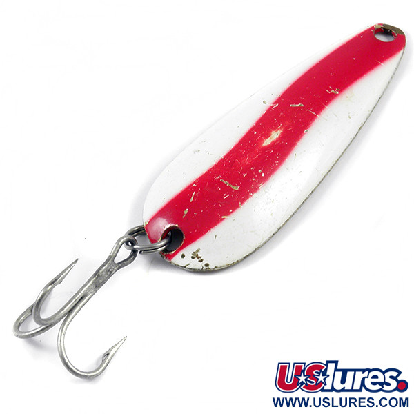 Vintage   Len Thompson #2, 1oz Red / White / Brass fishing spoon #3239