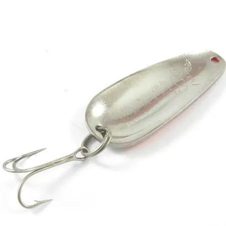 Vintage Blue Fox Tor-P-Do, 1/2oz Hammered Nickel / Orange Red fishing spoon #3246