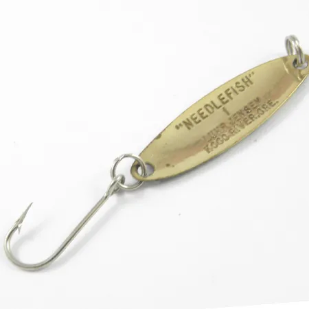 Vintage Luhr Jensen Needlefish 1, 1/16oz Green / Yellow / Brass fishing spoon #3276