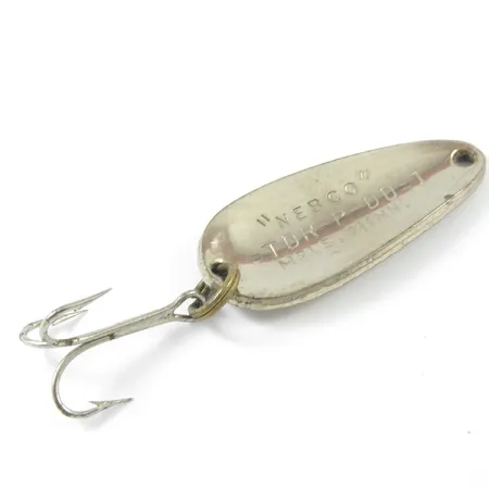 Vintage Nebco Tor-P-Do 1, 1/4oz Hammered Nickel fishing spoon #3277