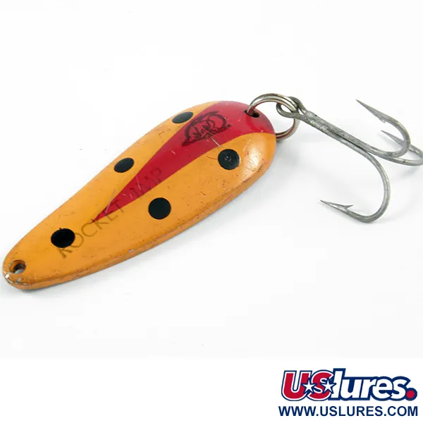 Vintage Eppinger Dardevle Rok't Imp, 3/4oz Orange / Black / Red / Nickel fishing spoon #3292