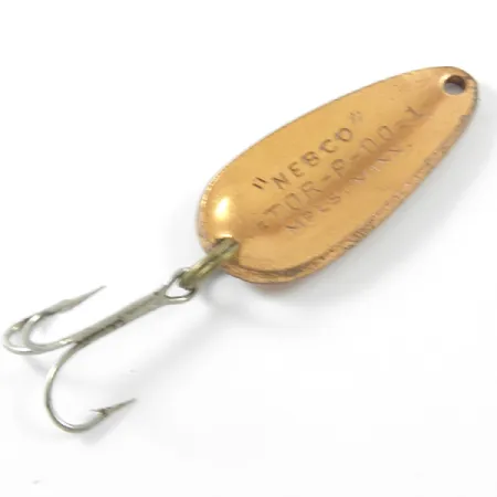 Vintage Nebco Tor-P-Do 1, 1/4oz Hammered Copper fishing spoon #3296