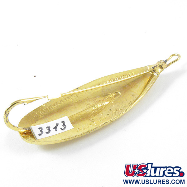 Vintage   Weedless Johnson Silver Minnow, 3/16oz Gold fishing spoon #3313