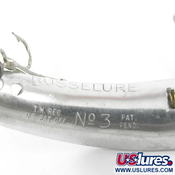 Vintage Russelure 3, 1/3oz Silver fishing lure #3330
