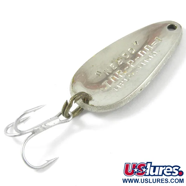Vintage   Nebco Tor-P-Do, 1/4oz Green / White / Nickel fishing spoon #3343