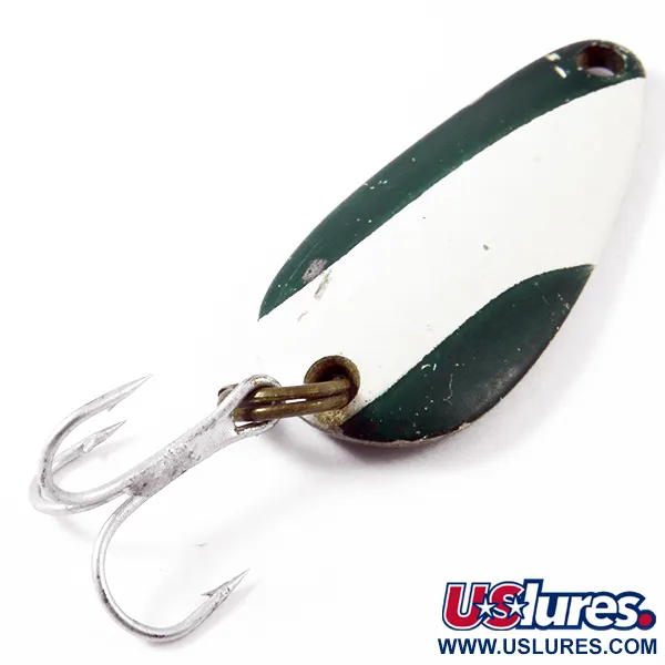 Vintage   Nebco Tor-P-Do, 1/4oz Green / White / Nickel fishing spoon #3343