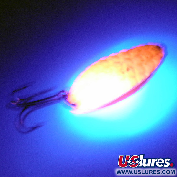 Vintage   Acme Little Cleo UV, 1/3oz Fluorescent Orange UV Glow in UV light, Fluorescent fishing spoon #3370