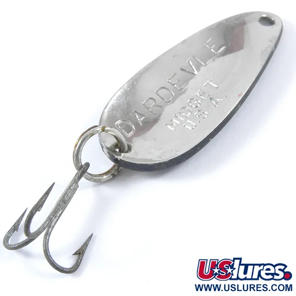 Vintage  Eppinger Dardevle Midget, 3/16oz Black / White / Nickel fishing spoon #3378