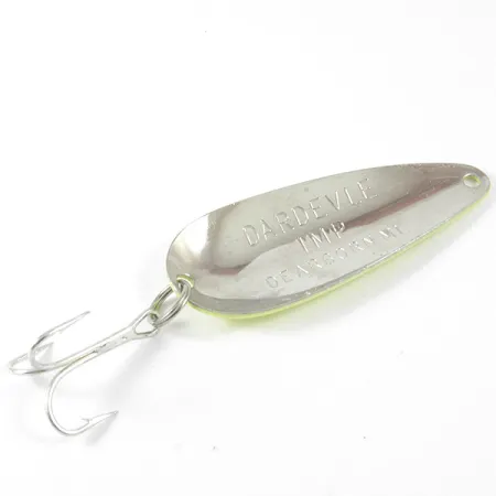 Vintage Eppinger Dardevle Imp 3407, 2/5oz Yellow / Green / Nickel fishing spoon #3407