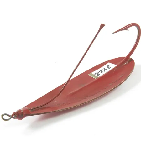 Vintage Weedless Johnson Silver Minnow, 1/2oz Red / White fishing spoon #3422