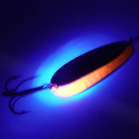 Vintage Acme​ Looter UV, 1/4oz Hammered Silver / UV Stripe Glow in UV light, Fluorescent fishing spoon #3428