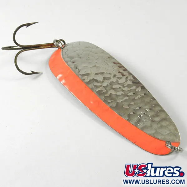 Vintage Acme​ Looter UV, 1/4oz Hammered Silver / UV Stripe Glow in UV light, Fluorescent fishing spoon #3428