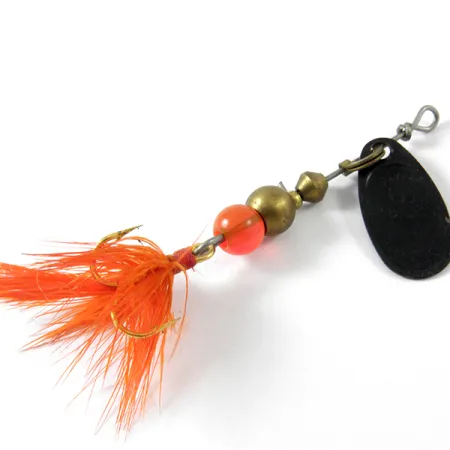 Vintage Mepps Black Fury 0 Dressed, 3/32oz Black / Red spinning lure #3452