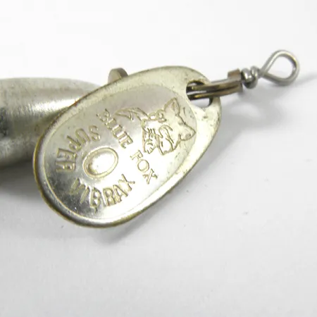 Vintage Blue Fox Super Vibrax 0 Foxtail, 1/8oz Silver spinning lure #3460