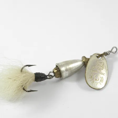 Vintage Blue Fox Super Vibrax 0 Foxtail, 1/8oz Silver spinning lure #3460