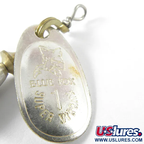 Vintage Blue Fox Super Vibrax 1, 1/8oz Silver spinning lure #3461