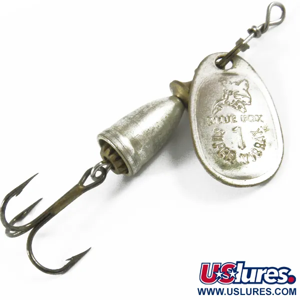 Vintage Blue Fox Super Vibrax 1, 1/8oz Silver spinning lure #3466