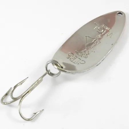 Vintage Seneca Little Cleo (Hula Girl) 3479, 1/2oz Red / Nickel / White Pearl fishing spoon #3479