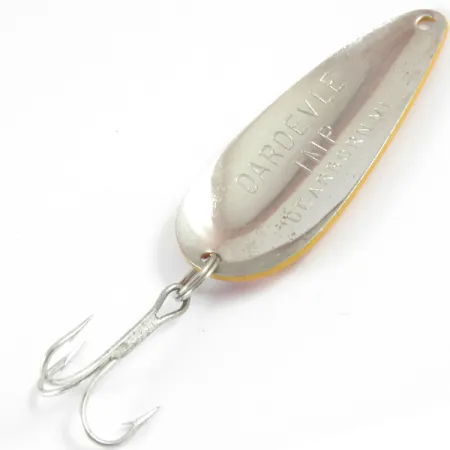 Vintage Eppinger Dardevle Imp, 2/5oz Orange / Red / Nickel fishing spoon #3502