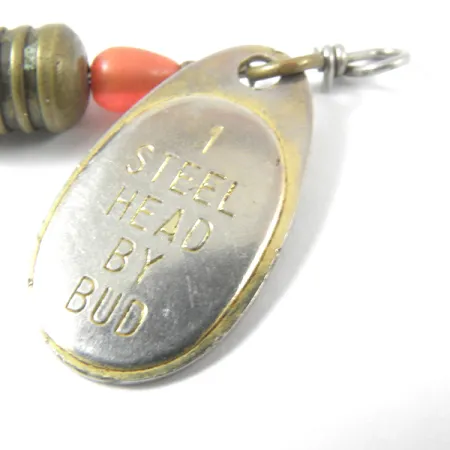 Vintage Yakima Bait Steel Head 1 by Bud, 3/32oz Nickel / Yellow spinning lure #3557