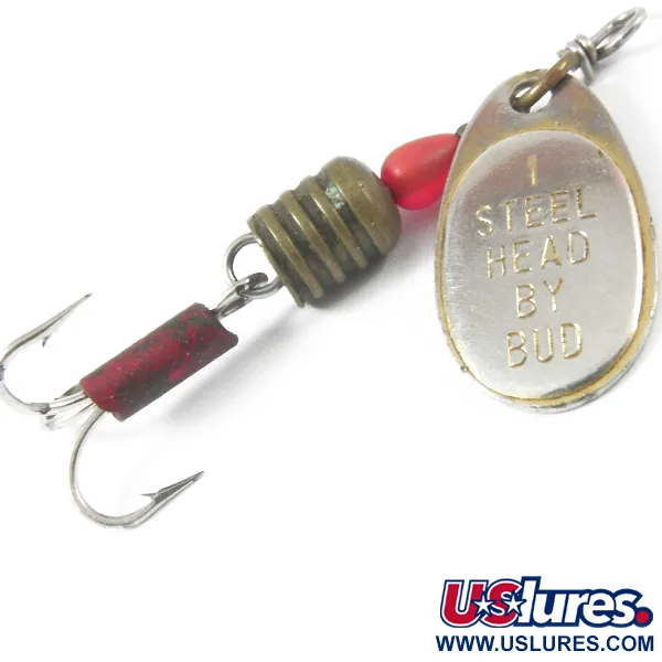 Vintage  Yakima Bait Steel Head 1 by Bud, 3/32oz Nickel / Yellow spinning lure #3557