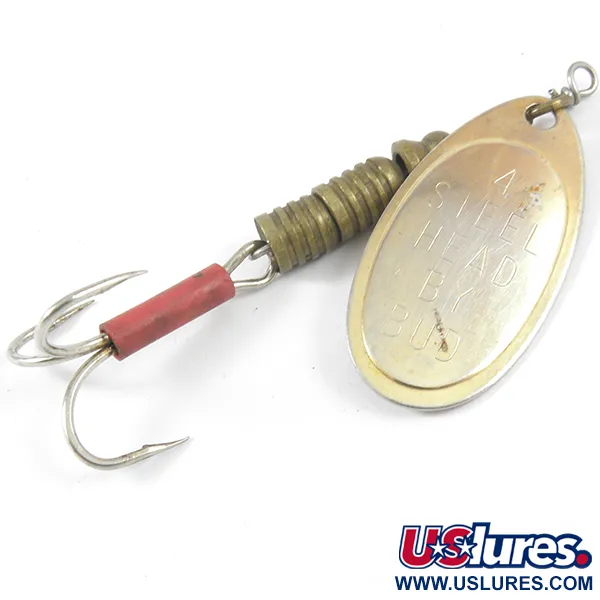 Vintage  Yakima Bait Steel Head 4 by Bud, 1/3oz Gold spinning lure #3560