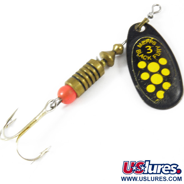 Vintage   Mepps Black Fury 3, 1/4oz Black / Yellow spinning lure #3567