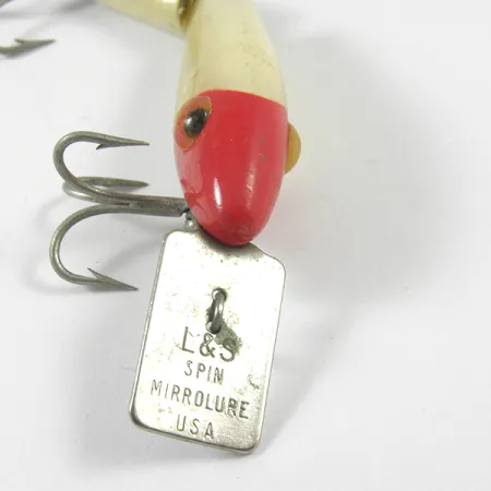 Vintage L&S Bait Mirro lure MirrOlure, 1/8oz Red / White fishing lure #3588