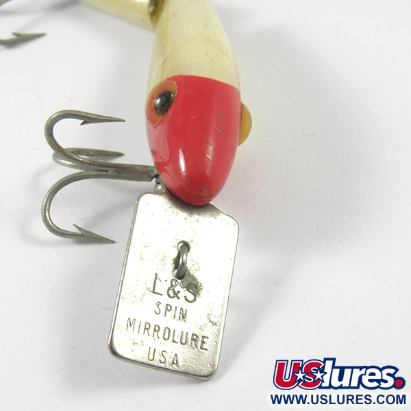 Vintage  L&S Bait Mirro lure MirrOlure, 1/8oz Red / White fishing lure #3588