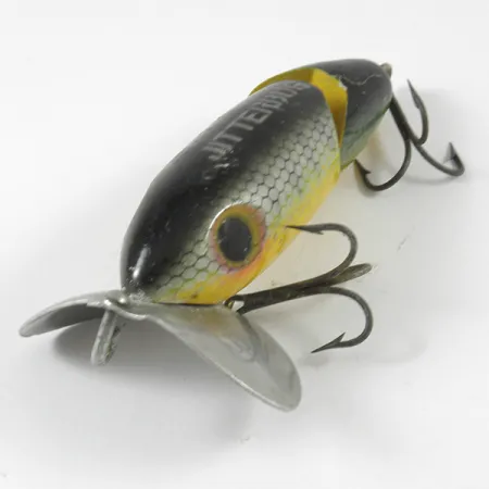 Vintage Fred Arbogast Jitterbug Jointed , 1/3oz Perch fishing lure #3590