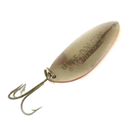 Vintage Eppinger Dardevle Devle Dog 7700, 1/2oz Red / White / Nickel fishing spoon #3608