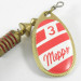 Vintage   Mepps Aglia 3, 1/4oz Red / White / Brass spinning lure #3609
