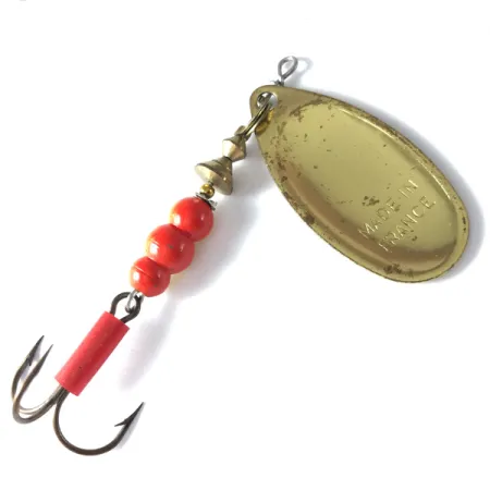 Vintage Mepps Aglia 4, 1/3oz Red / White / Gold spinning lure #3630