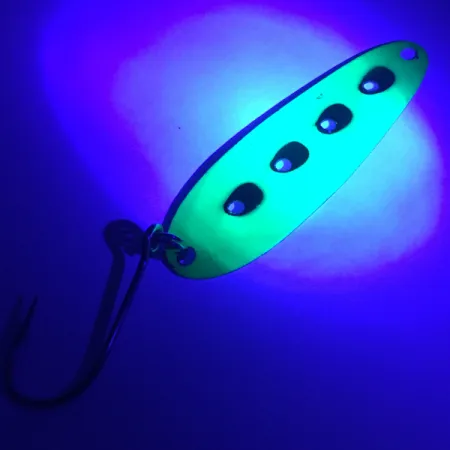 Vintage Heddon Sounder UV, 3/16oz UV Glow in UV light, Fluorescent fishing spoon #3641
