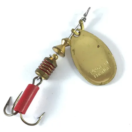 Vintage Mepps Aglia 2, 3/16oz Red / White / Brass spinning lure #3651